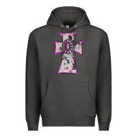 Charcoal Heather Cowhide Pink Gemstone Cross Premium Hoodie - RanaPortraitStore