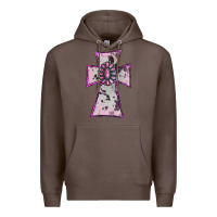 Coffee Cowhide Pink Gemstone Cross Premium Hoodie - RanaPortraitStore