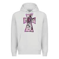 Dove Grey Cowhide Pink Gemstone Cross Premium Hoodie - RanaPortraitStore