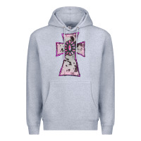 Heather Grey Cowhide Pink Gemstone Cross Premium Hoodie - RanaPortraitStore