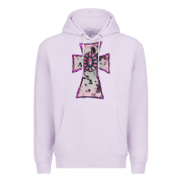Lilac Cowhide Pink Gemstone Cross Premium Hoodie - RanaPortraitStore