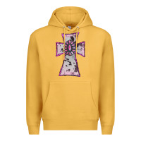 Mustard Cowhide Pink Gemstone Cross Premium Hoodie - RanaPortraitStore