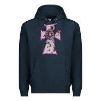 Navy Cowhide Pink Gemstone Cross Premium Hoodie - RanaPortraitStore