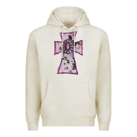 Oatmeal Heather Cowhide Pink Gemstone Cross Premium Hoodie - RanaPortraitStore