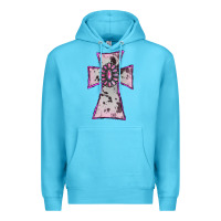 Ocean Blue Cowhide Pink Gemstone Cross Premium Hoodie - RanaPortraitStore