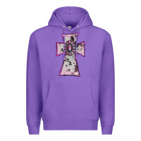 Purple Cowhide Pink Gemstone Cross Premium Hoodie - RanaPortraitStore