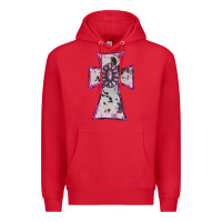 Red Cowhide Pink Gemstone Cross Premium Hoodie - RanaPortraitStore