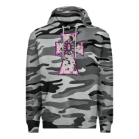 Slate Camo Cowhide Pink Gemstone Cross Premium Hoodie - RanaPortraitStore
