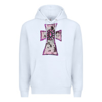 White Cowhide Pink Gemstone Cross Premium Hoodie - RanaPortraitStore
