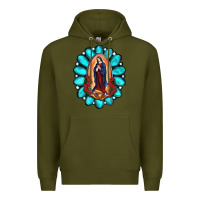 Army Green Gemstone Lady Of Guadalupe Premium Hoodie - RanaPortraitStore