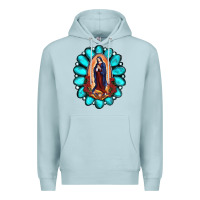 Blue Mist Gemstone Lady Of Guadalupe Premium Hoodie - RanaPortraitStore