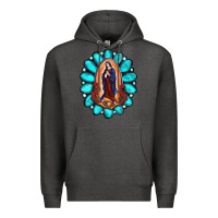 Charcoal Heather Gemstone Lady Of Guadalupe Premium Hoodie - RanaPortraitStore