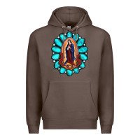 Coffee Gemstone Lady Of Guadalupe Premium Hoodie - RanaPortraitStore