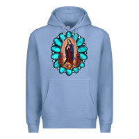 Colony Blue Gemstone Lady Of Guadalupe Premium Hoodie - RanaPortraitStore