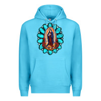 Ocean Blue Gemstone Lady Of Guadalupe Premium Hoodie - RanaPortraitStore