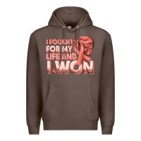 Coffee i fought for my life and i won uterine cancer peac Premium Hoodie - texasbilliewilder