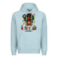 Blue Mist registrar life afro messy bun Premium Hoodie - texasbilliewilder