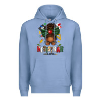 Colony Blue registrar life afro messy bun Premium Hoodie - texasbilliewilder