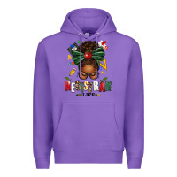 Purple registrar life afro messy bun Premium Hoodie - texasbilliewilder