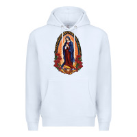 White Our Lady Of Guadalupe Premium Hoodie - RanaPortraitStore