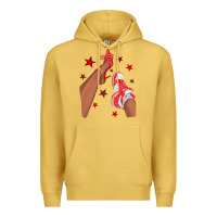 Antique Gold Bright Red Afro Girl Sneakers and Heels Premium Hoodie - texasbilliewilder