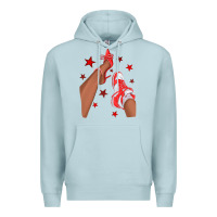 Blue Mist Bright Red Afro Girl Sneakers and Heels Premium Hoodie - texasbilliewilder