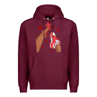 Burgundy Bright Red Afro Girl Sneakers and Heels Premium Hoodie - texasbilliewilder