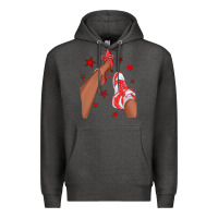 Charcoal Heather Bright Red Afro Girl Sneakers and Heels Premium Hoodie - texasbilliewilder