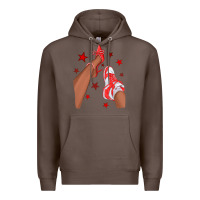 Coffee Bright Red Afro Girl Sneakers and Heels Premium Hoodie - texasbilliewilder