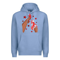 Colony Blue Bright Red Afro Girl Sneakers and Heels Premium Hoodie - texasbilliewilder