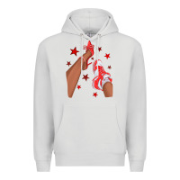 Dove Grey Bright Red Afro Girl Sneakers and Heels Premium Hoodie - texasbilliewilder