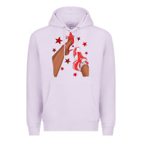 Lilac Bright Red Afro Girl Sneakers and Heels Premium Hoodie - texasbilliewilder