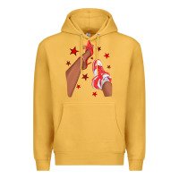 Mustard Bright Red Afro Girl Sneakers and Heels Premium Hoodie - texasbilliewilder