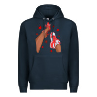 Navy Bright Red Afro Girl Sneakers and Heels Premium Hoodie - texasbilliewilder