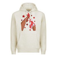 Oatmeal Heather Bright Red Afro Girl Sneakers and Heels Premium Hoodie - texasbilliewilder