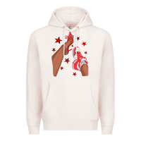 Pale Pink Bright Red Afro Girl Sneakers and Heels Premium Hoodie - texasbilliewilder
