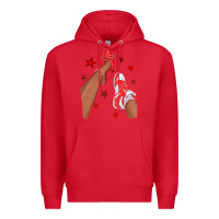 Red Bright Red Afro Girl Sneakers and Heels Premium Hoodie - texasbilliewilder