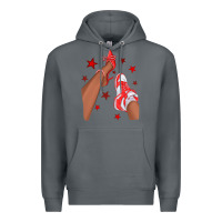 Rock Bright Red Afro Girl Sneakers and Heels Premium Hoodie - texasbilliewilder