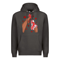 Smoke Bright Red Afro Girl Sneakers and Heels Premium Hoodie - texasbilliewilder