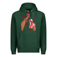 Sports Green Bright Red Afro Girl Sneakers and Heels Premium Hoodie - texasbilliewilder