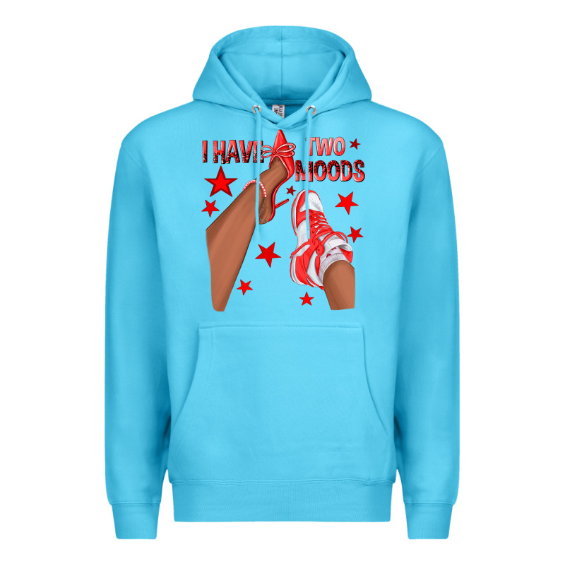 Bright Red I Have Two Moods Afro Girl Sneakers Premium Hoodie by texasbilliewilder | Teevron