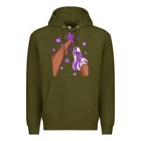 Army Green Purple Afro Girl Sneakers and Heels Premium Hoodie - texasbilliewilder