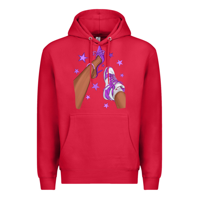 Purple Afro Girl Sneakers And Heels Premium Hoodie by texasbilliewilder | Teevron