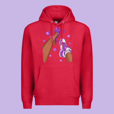 Premium Hoodie Purple Afro Girl Sneakers and Heels