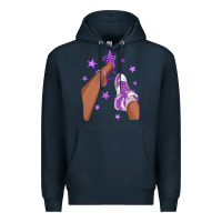 Navy Purple Afro Girl Sneakers and Heels Premium Hoodie - texasbilliewilder