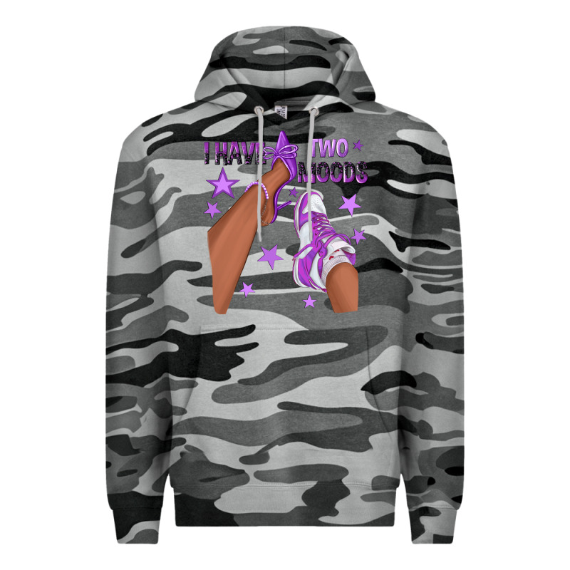 Purple I Have Two Moods Afro Girl Sneakers Premium Hoodie by texasbilliewilder | Teevron
