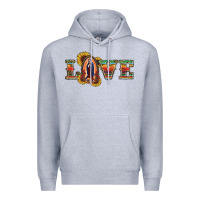 Heather Grey Love Lady Of Guadalupe Premium Hoodie - RanaPortraitStore