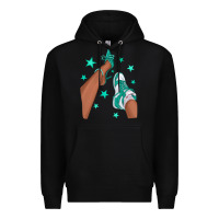 Black Teal Afro Girl Sneakers and Heels Premium Hoodie - texasbilliewilder