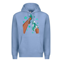 Colony Blue Teal Afro Girl Sneakers and Heels Premium Hoodie - texasbilliewilder