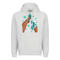 Dove Grey Teal Afro Girl Sneakers and Heels Premium Hoodie - texasbilliewilder